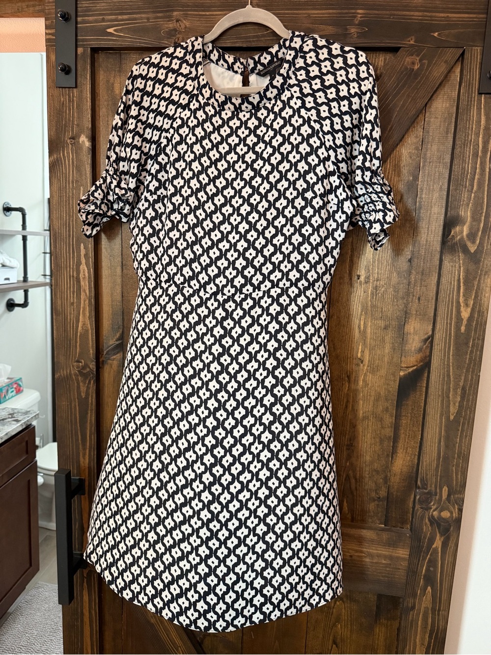 Banana Republic Black and White Geometric Midi Dress